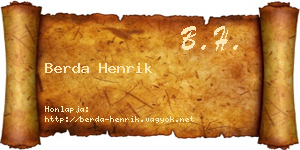 Berda Henrik névjegykártya